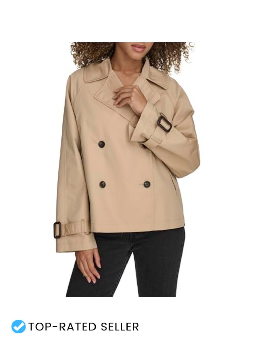 Short Double Breasted Trench Cotton Blend Lightweight Casual Jacket